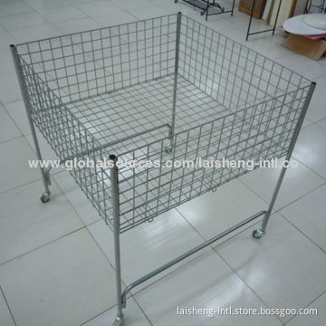 Dump Wire Bin with Four Casters and Powder-coated Surface Finish